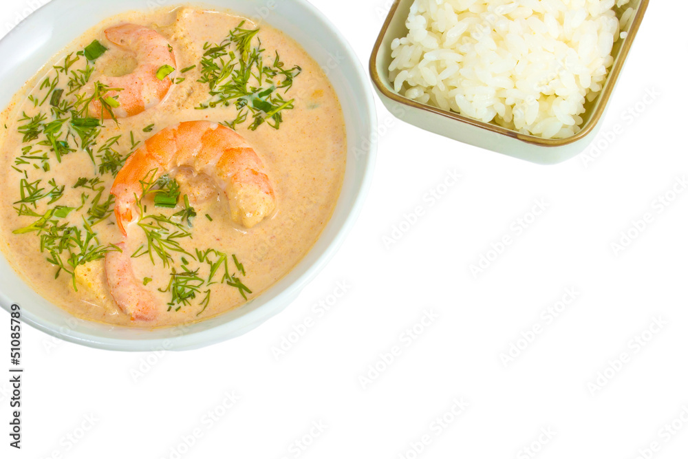 shrimp soup rice plate isolated on white background clipping pat shrimp soup rice plate isolated on white background clipping pat