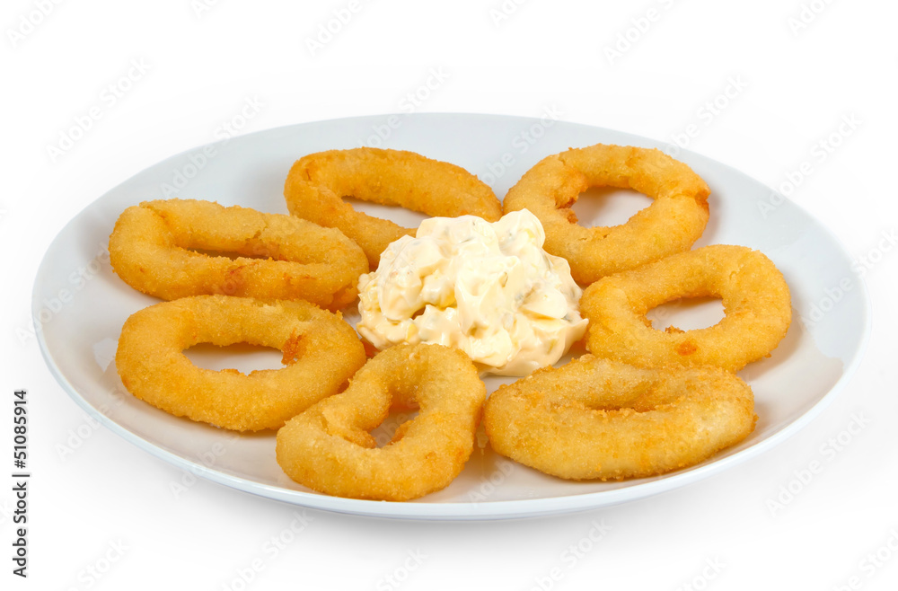 fried donuts rings isolated on white background