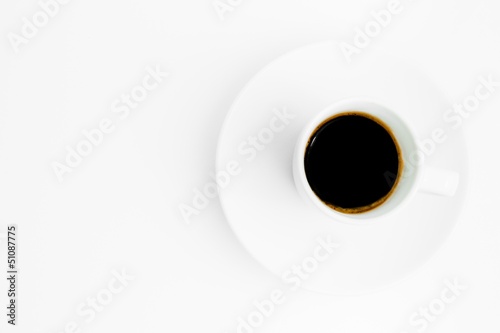 top view of cup of black coffee with space for text