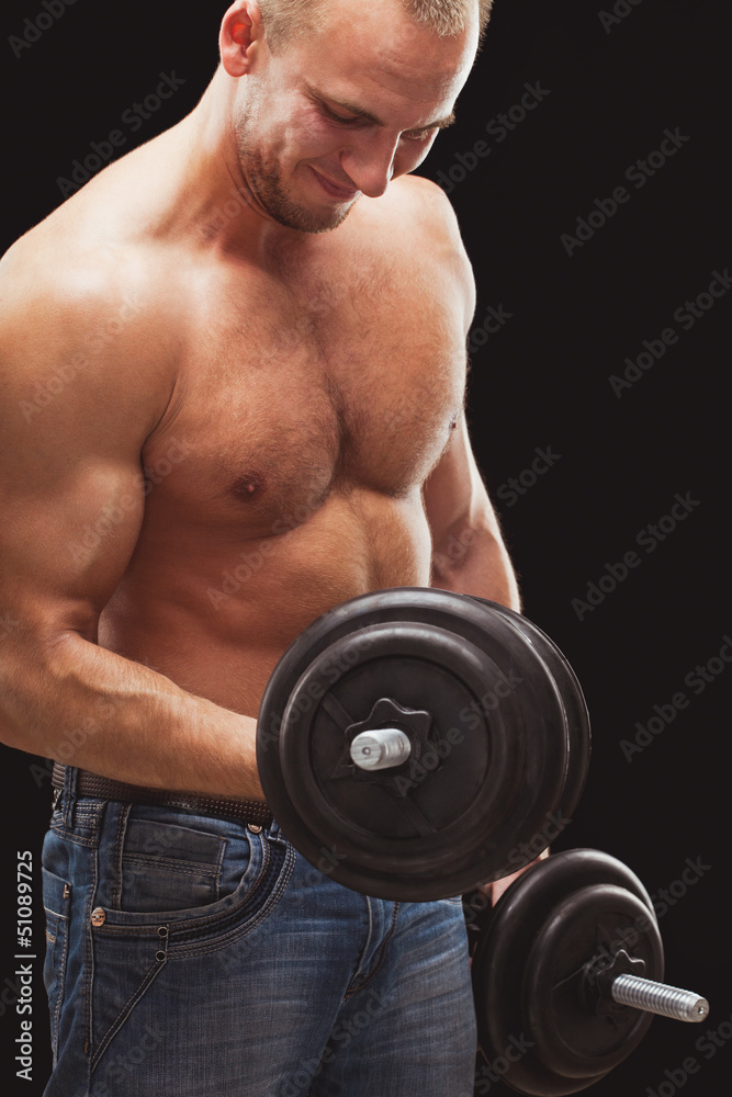 man excersizing with dumbbells man excersizing with dumbbells