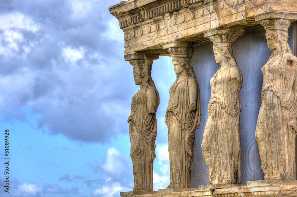 Caryatids in Erechtheum from Athenian Acropolis,Greece
