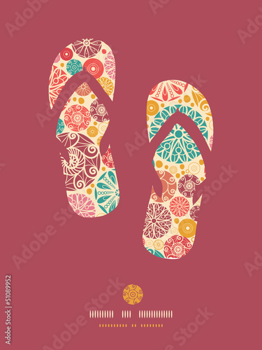 Vector abstract decorative circles flip flops pattern background