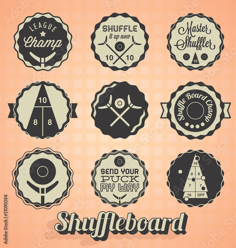 Vector Set: VIntage Shuffleboard Labels and Icons