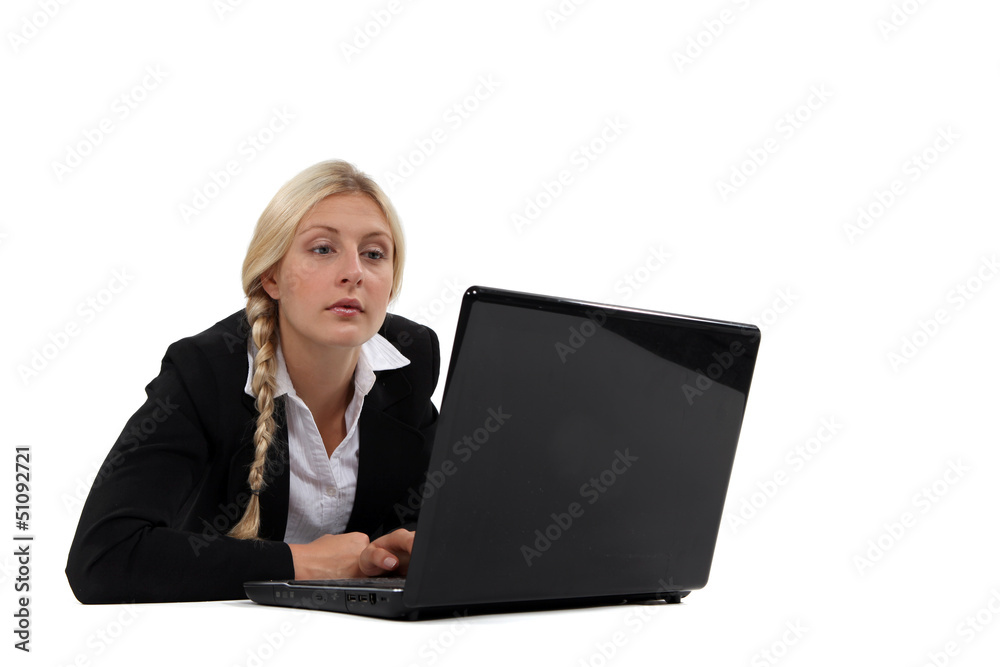 Uninterested blond office worker Uninterested blond office worker