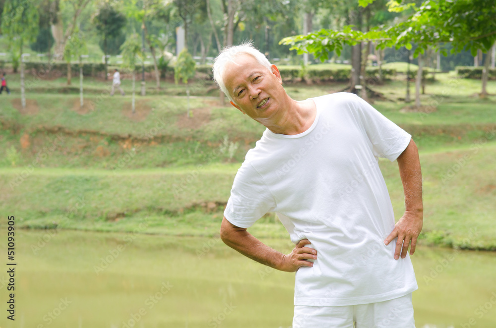chinese asian senior male workout in the park chinese asian senior male workout in the park