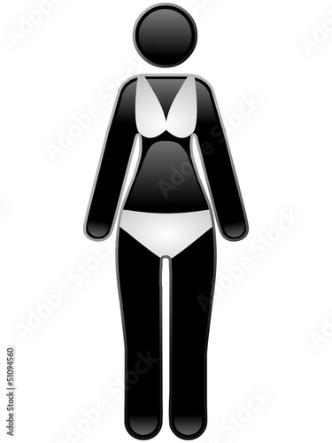 Schwarzes Icon mit Frau im Bikini – Vektor und freigestellt