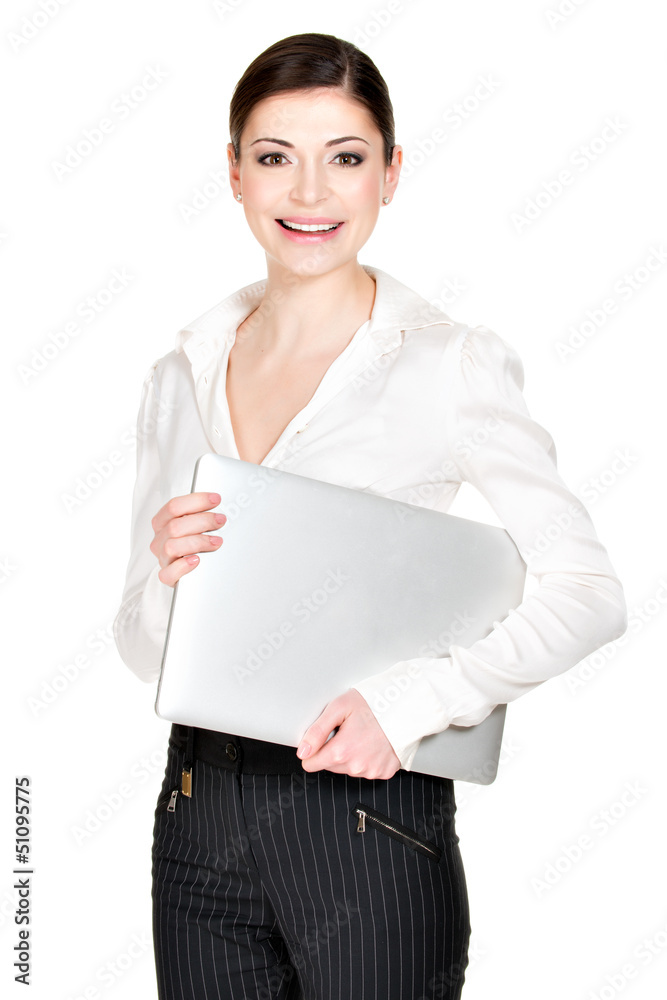 Beautiful smiling woman with laptop Beautiful smiling woman with laptop