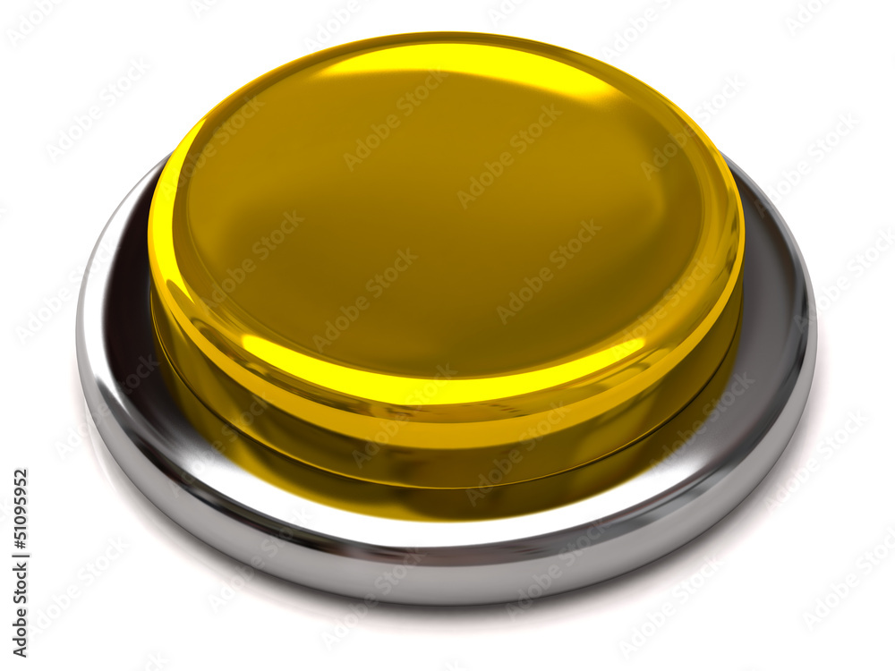 Blank golden button isolated on white background