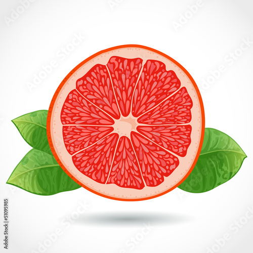 Fresh piece of grapefruit isolated on white