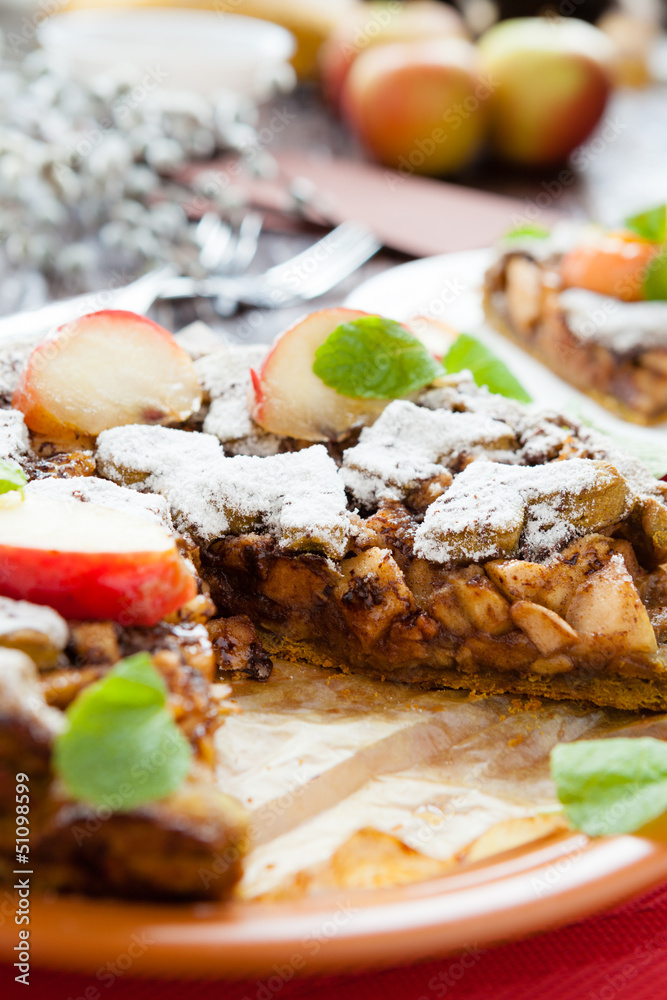 cut apple pie on a dish cut apple pie on a dish