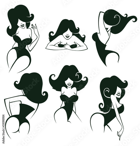 large vector collection of cartoon pin up girls in different pos