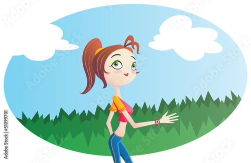 Young woman jogging outdoors.
