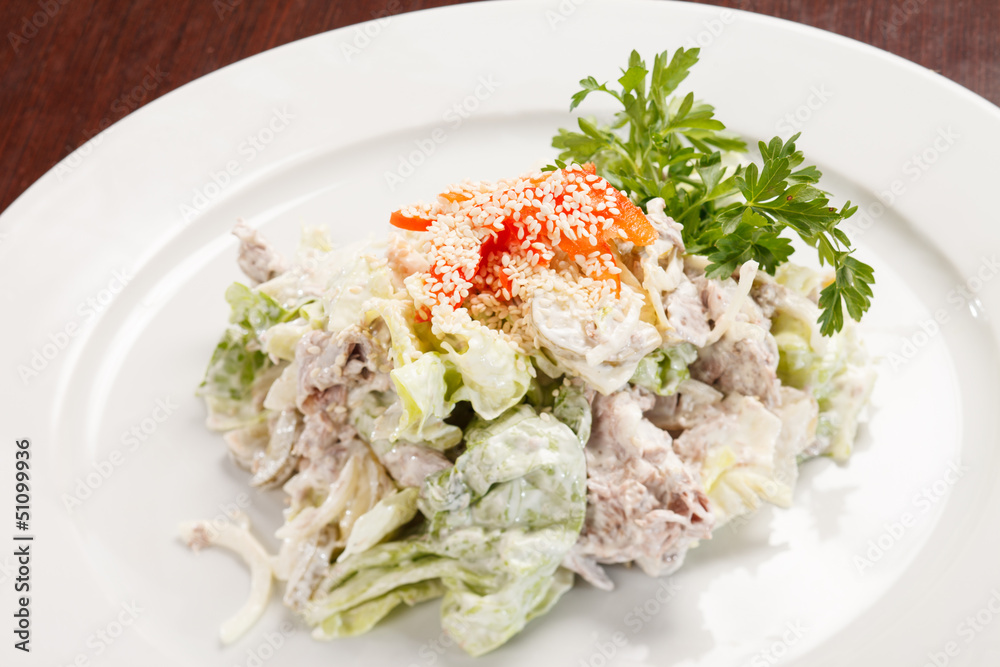 salad with chicken and mushrooms salad with chicken and mushrooms