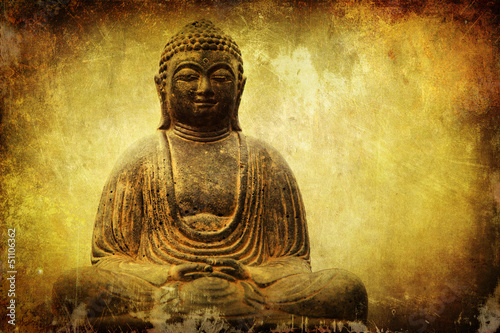 Buddhastatue mit dekorativer Hintergrundtextur