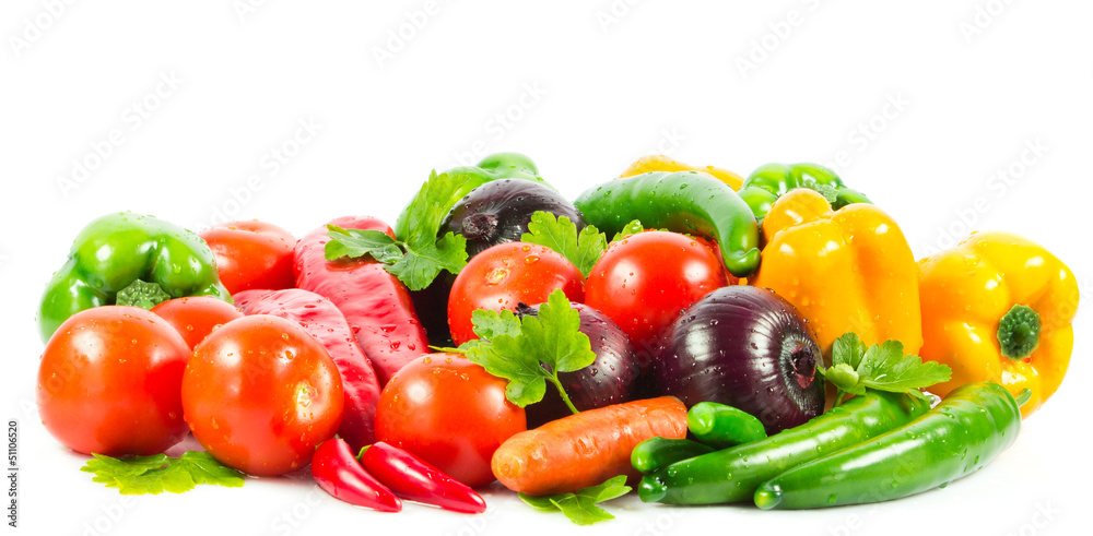 Fresh vegetable isolated on white background.  Healthy Eating. S