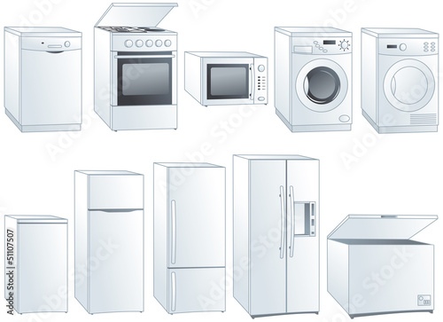 Home appliances vector illustrations set