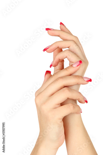 Canvas Print Closeup of hands of young woman with elegance manicure