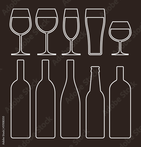 Bottles and glasses set