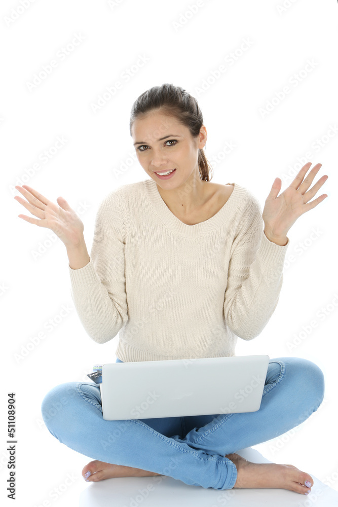 Woman Using Laptop Computer Woman Using Laptop Computer