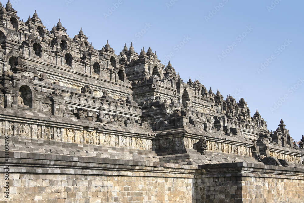 borobudur pyramid temple walls java