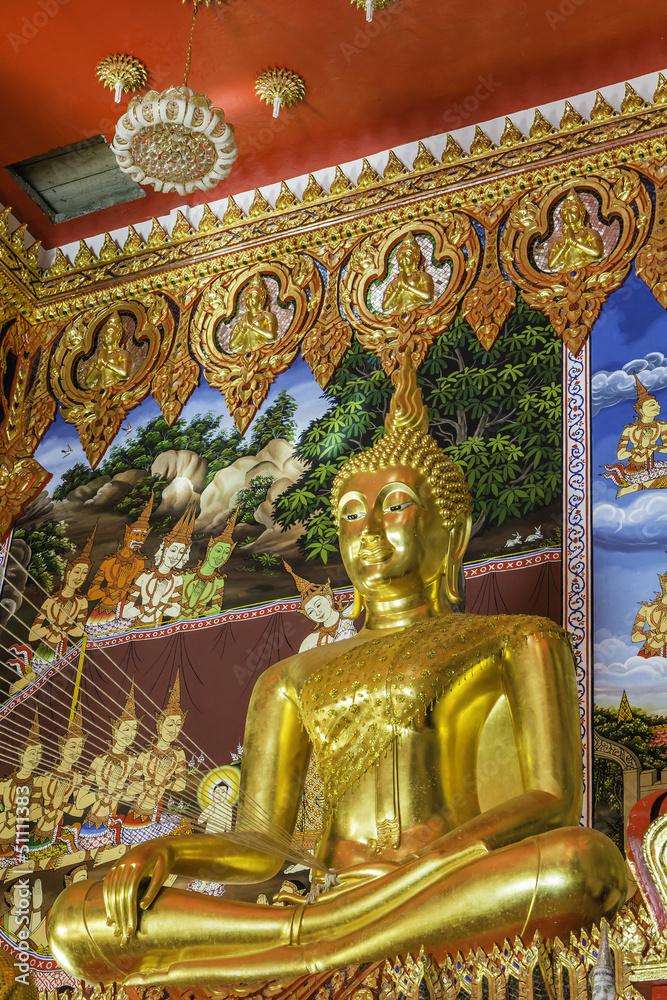 gold buddha in temple at thailand