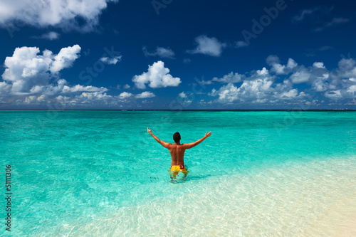 Man at tropical beach