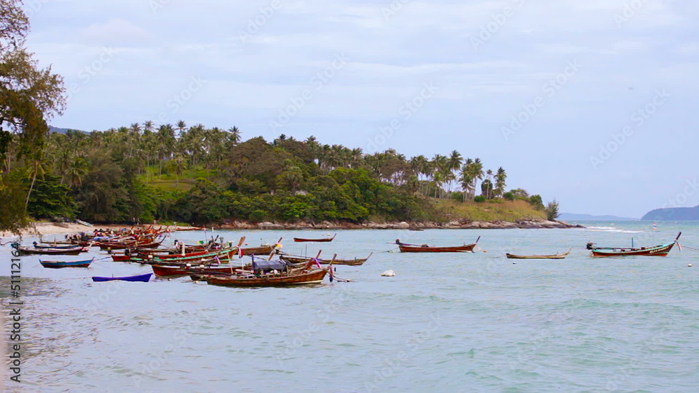 1920x1080 video - Thai traditional wooden boats anchored in the 1920x1080 video - Thai traditional wooden boats anchored in the