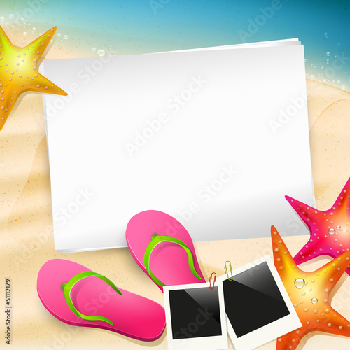 Summer background with empty paper