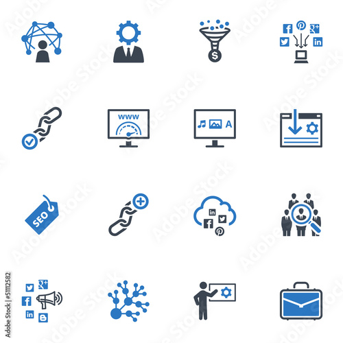 SEO & Internet Marketing Icons - Set 2 | Blue Series