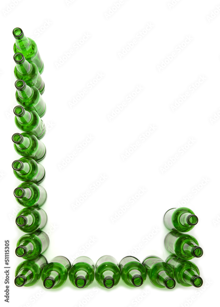 The alphabet from glass beer bottles. Letter L The alphabet from glass beer bottles. Letter L
