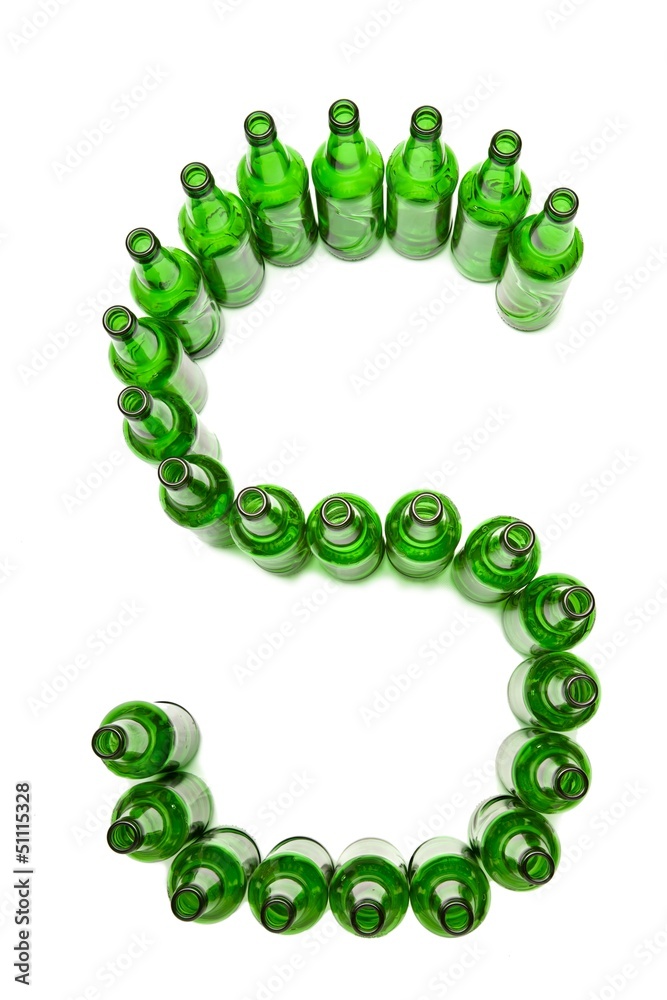 The alphabet from glass beer bottles. Letter S The alphabet from glass beer bottles. Letter S