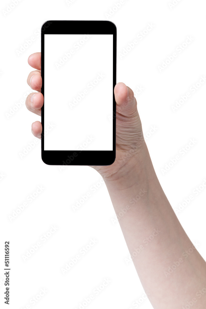 female teen hand showing touch device