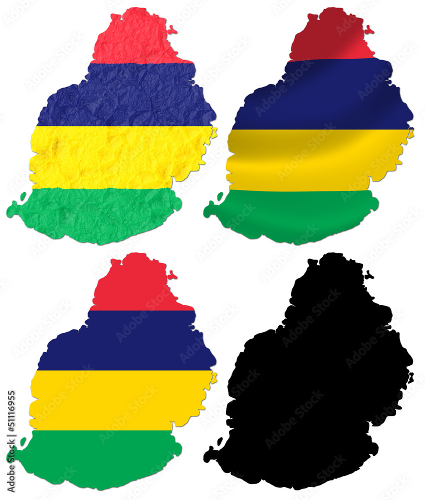 Obraz premium Mauritius flag over map collage
