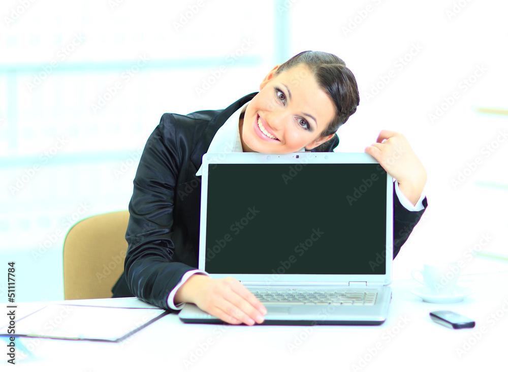 Beautiful business woman in the office, presentation Beautiful business woman in the office, presentation