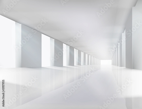 Corridor in modern building. Vector illustration.