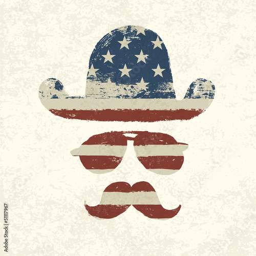 Grunge american flag themed retro fun elements. Vector, EPS10