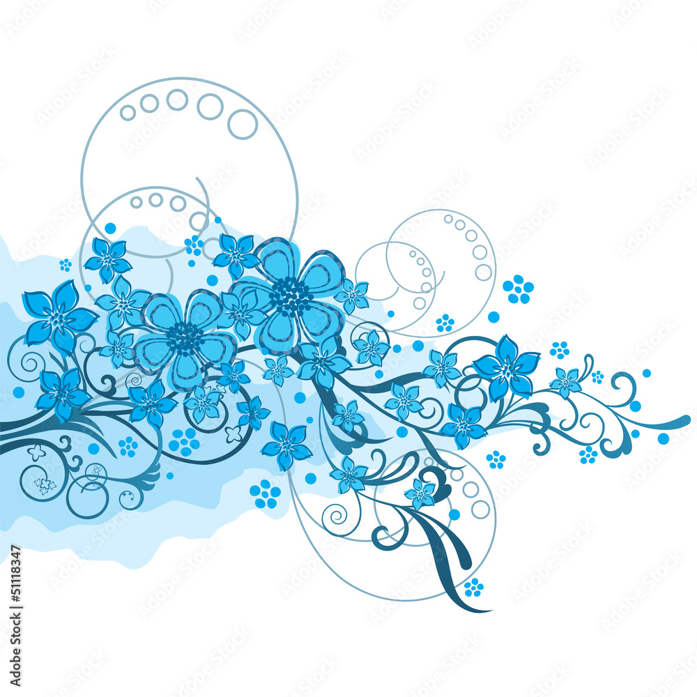 Turquoise flowers ornament on white isolated background Turquoise flowers ornament on white isolated background