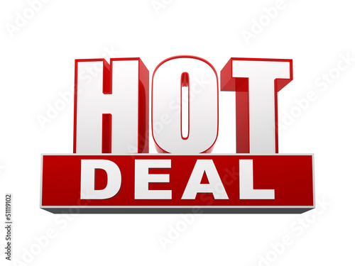 hot deal in 3d letters and block