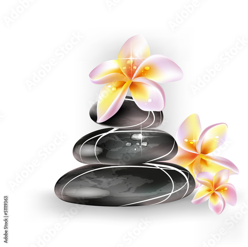Spa stones and frangipani flowers