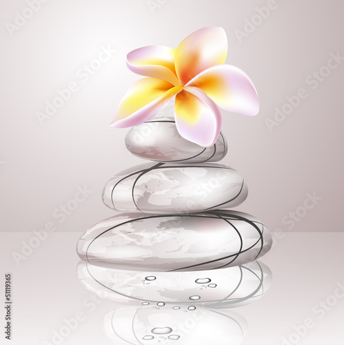 Spa zen stones and frangipani flowers