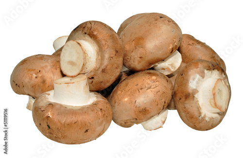 Chestnut Mushrooms Isolated On White