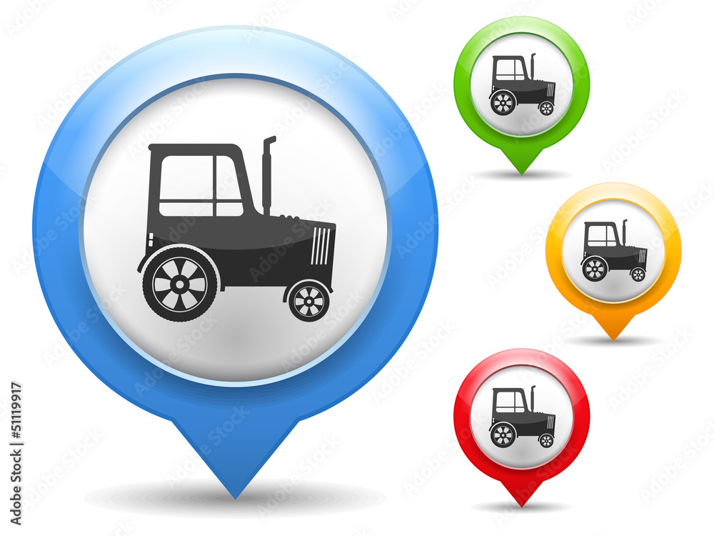 Map marker with icon of a tractor Map marker with icon of a tractor