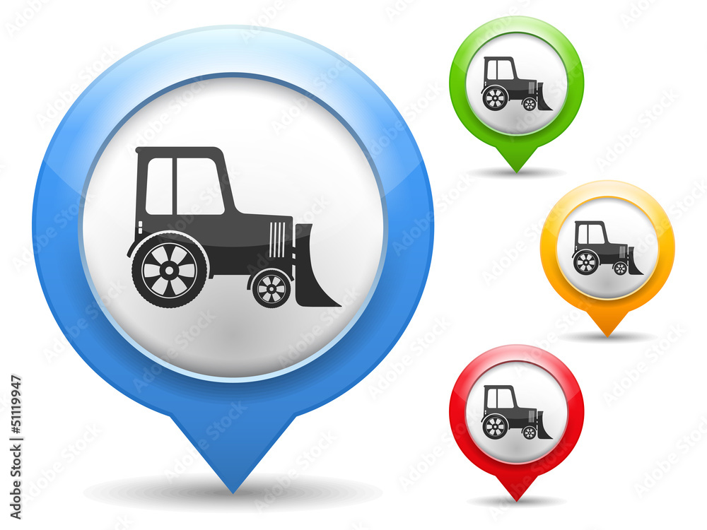 Map marker with icon of a tractor Map marker with icon of a tractor