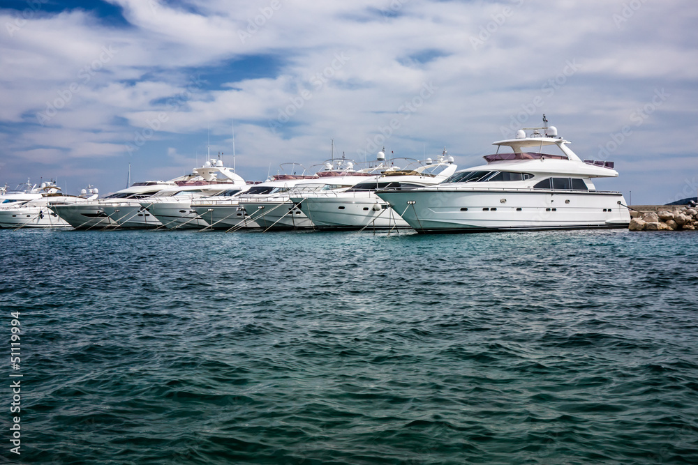 Motor yachts in the harbour