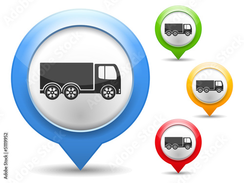 Free Download Map marker with icon of a truck - GFXLoad