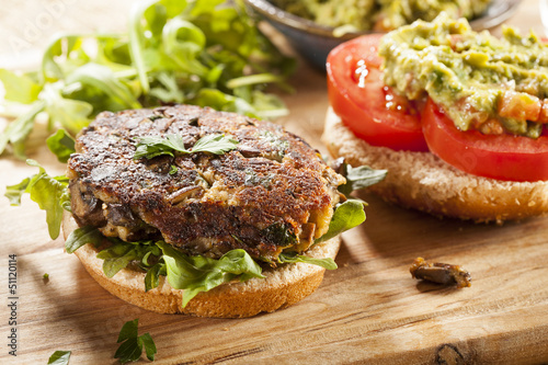 Homemade Organic Vegetarian Mushroom Burger