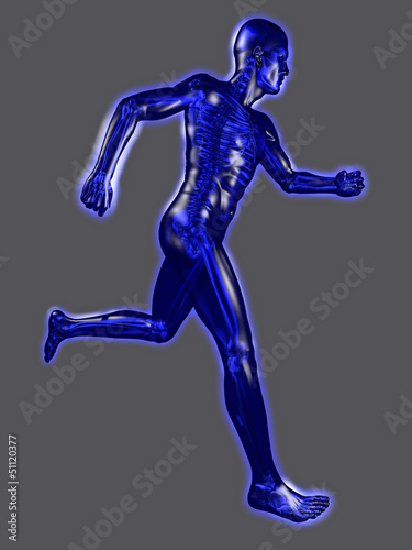 Corpo umano e scheletro in corsa