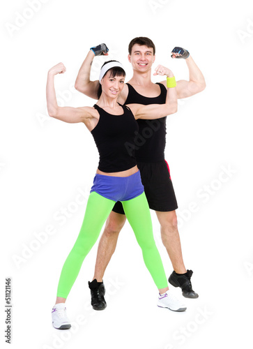 young fitness couple in the studio