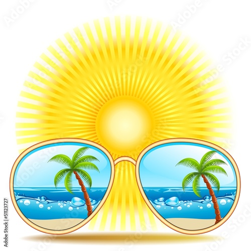 Sunglasses With Palmtree Reflexion-Occhiali da sole ai Tropici photo