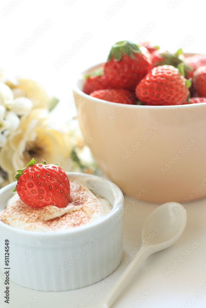 strawberry and mousse for gourmet dessert image